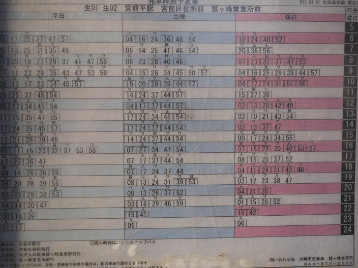 川崎 市バス 時刻 表