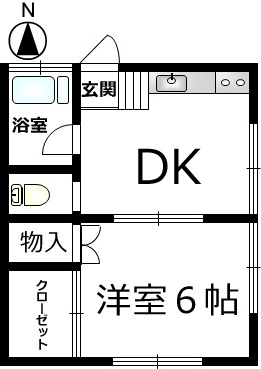 【間取り】小田急線生田駅の賃貸アパート：西長沢ハウス102号室
